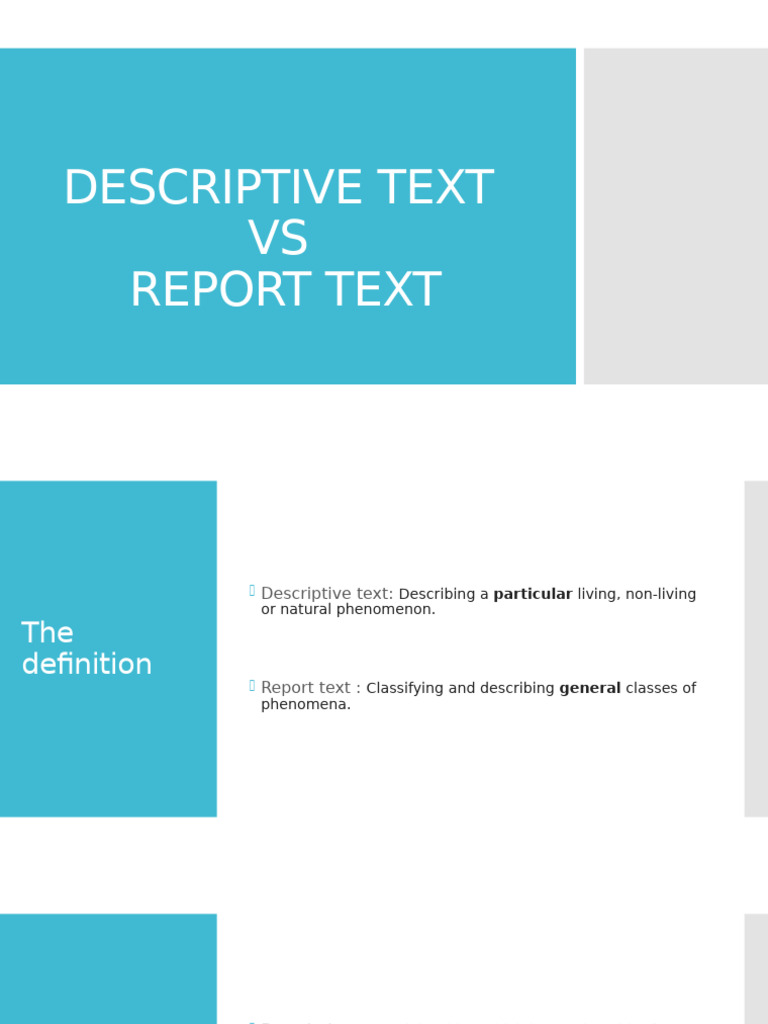 Descriptive Text VS Report Text | PDF | Language Arts & Discipline