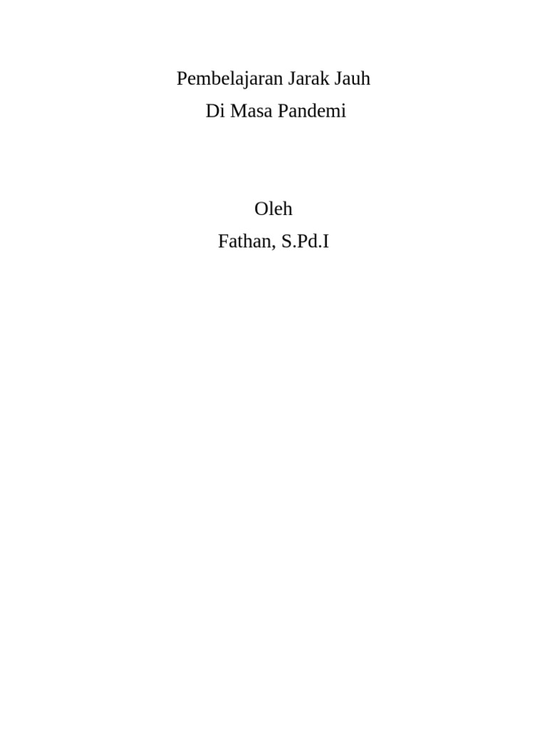Pembelajaran Jarak Jauh di Era Pandemi | PDF