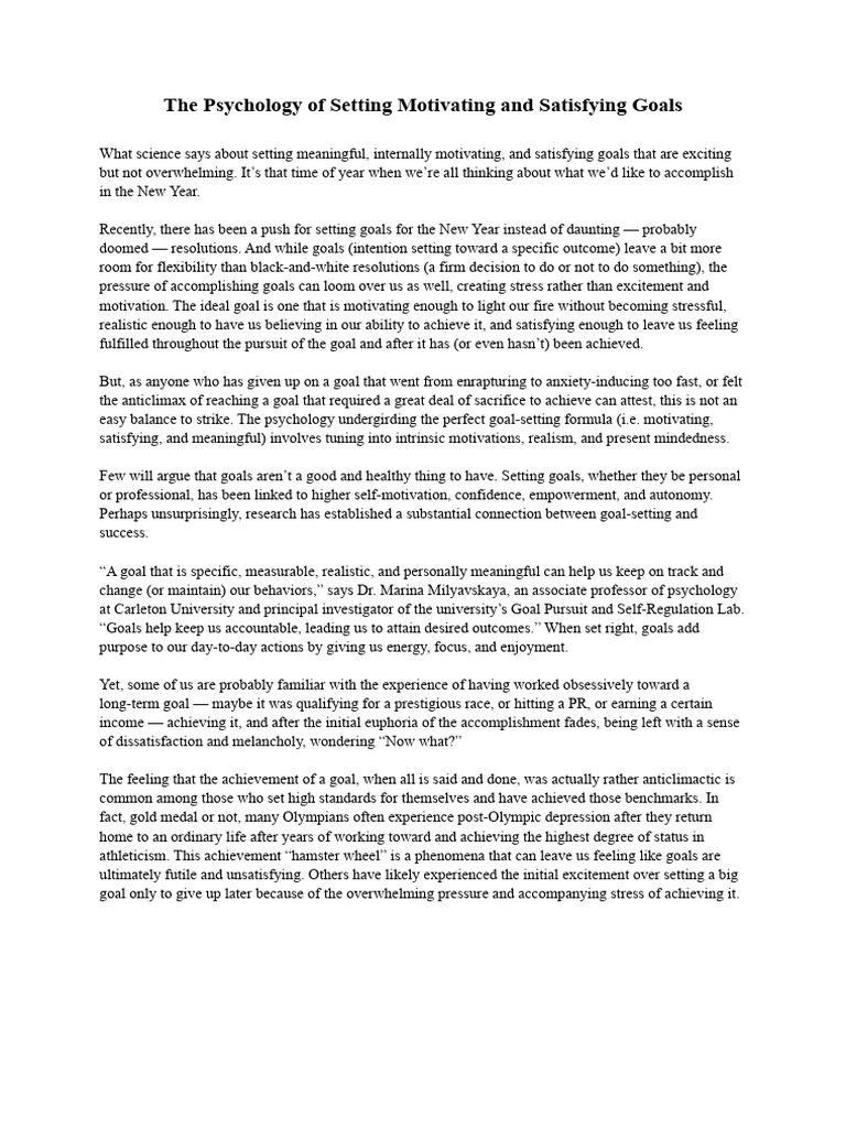 Effective Goal Setting Psychology | PDF | Goal | Perfectionism (Psychology)