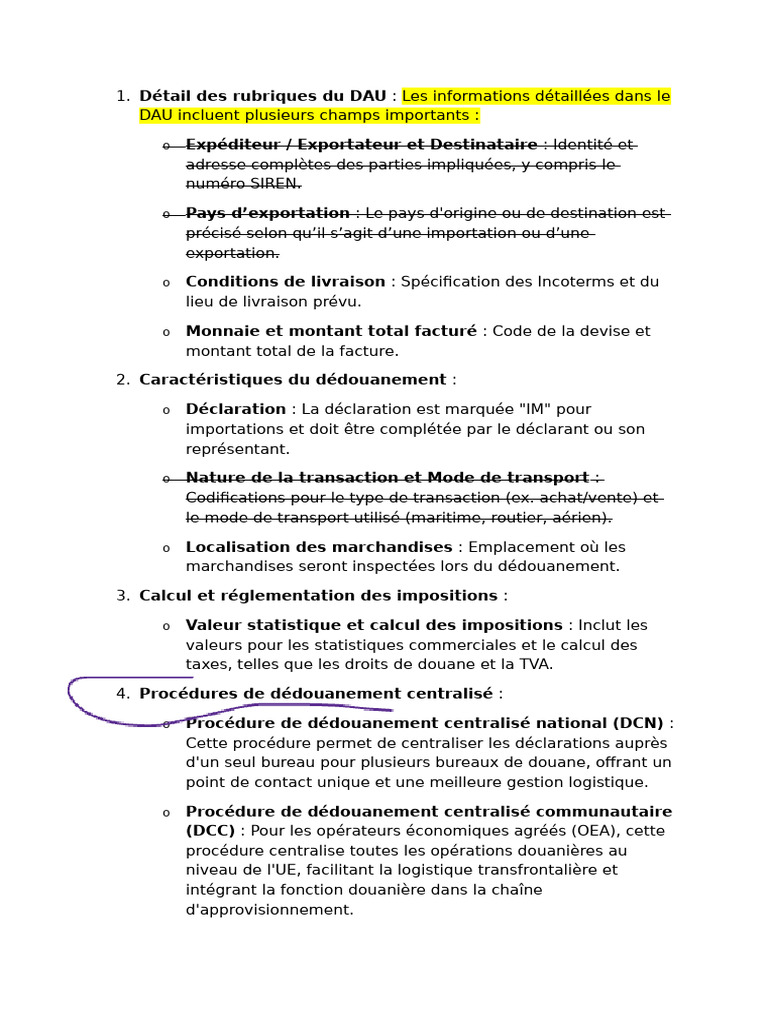 Détails du DAU pour le dédouanement | PDF | Transport | Logistique