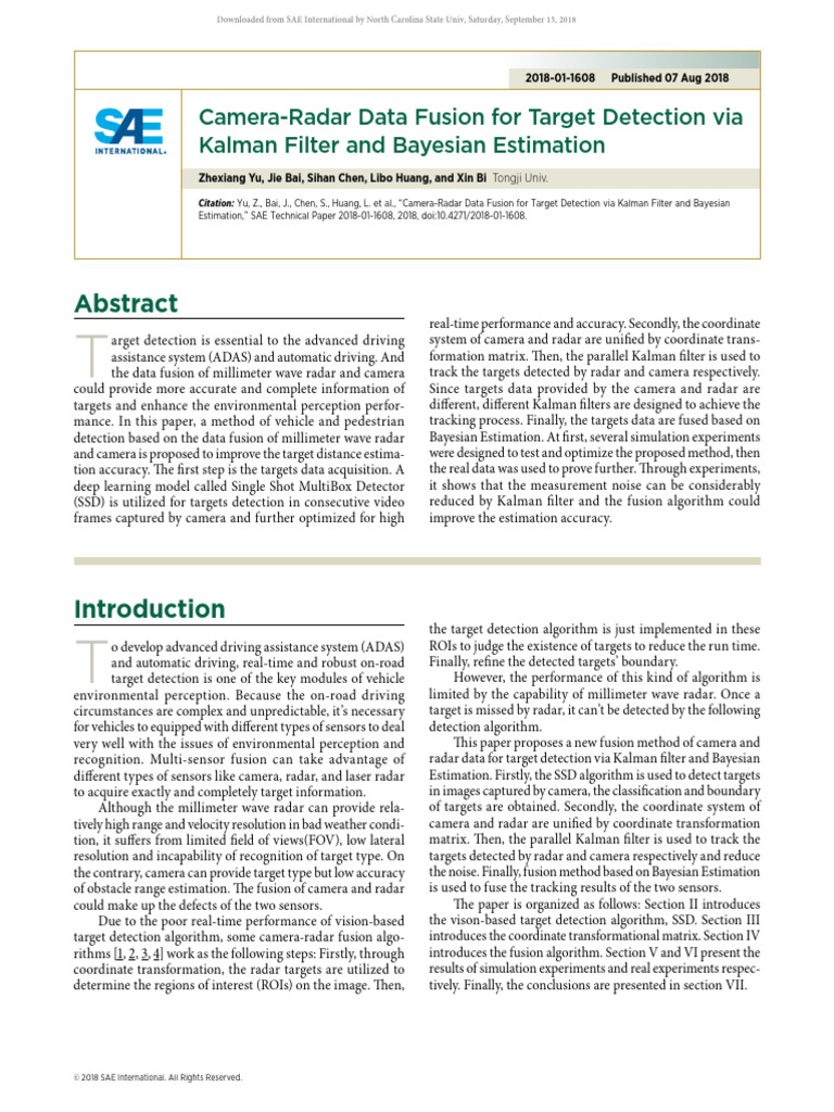 5.Camera-Radar Data Fusion For Target Detection Via Kalman Filter and ...