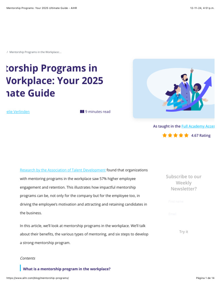 2025 Guide to Workplace Mentorship Programs | PDF | Mentorship ...