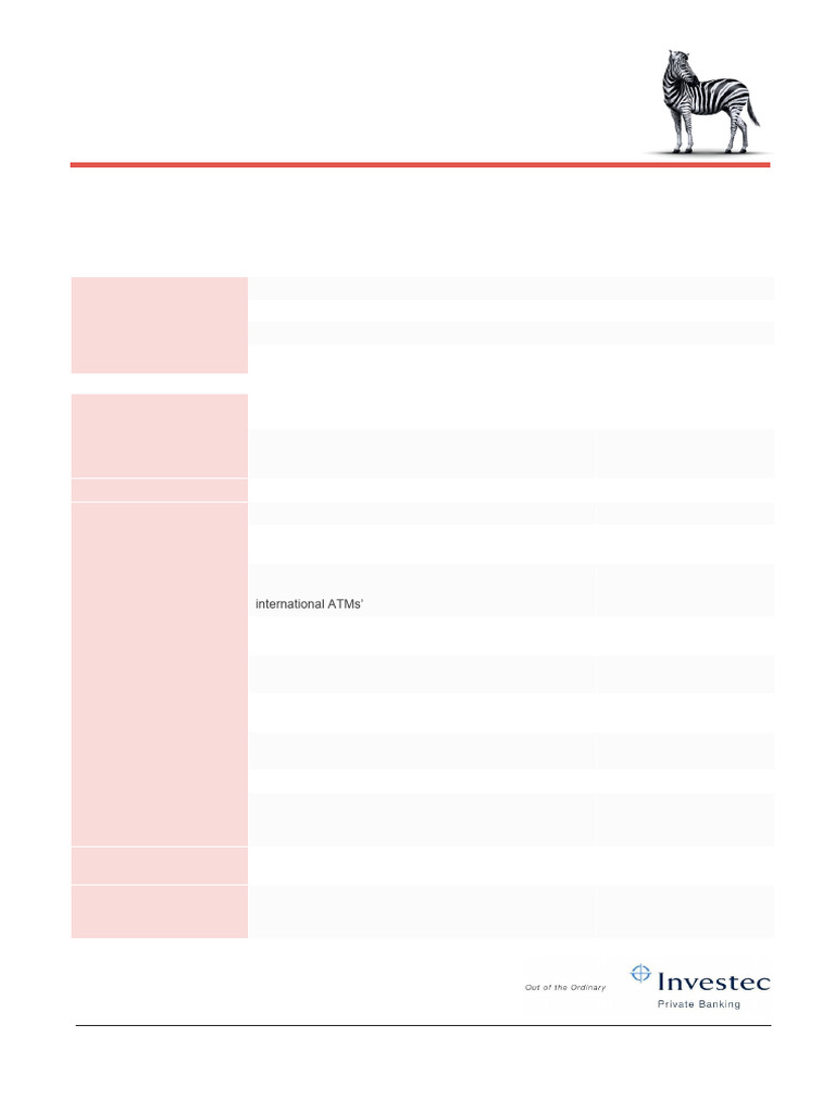 Investec Private Banking Fee Structure | PDF | Banks | Credit Card