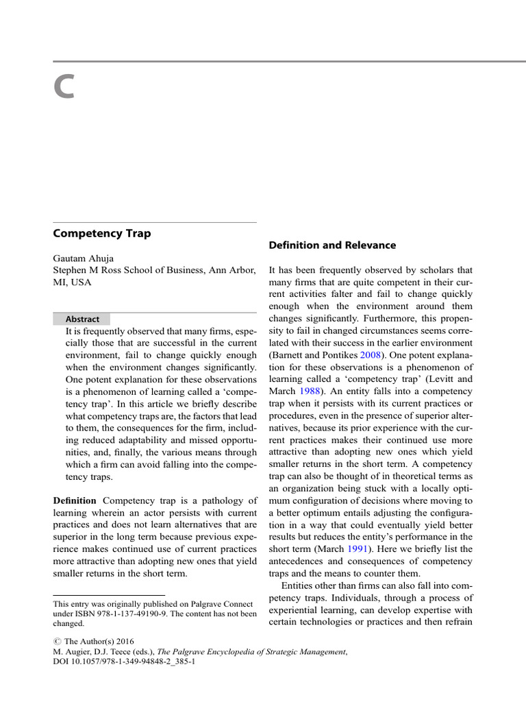 Understanding Competency Traps in Firms | PDF | Strategic Management ...