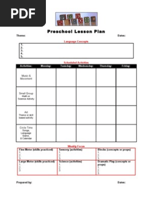 Preschool Lesson Plan