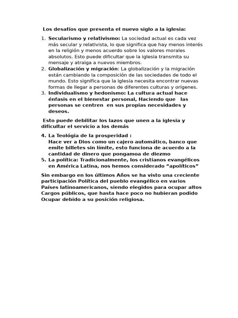 Desafíos de la Iglesia en el Siglo XXI | PDF | Religión y espiritualidad