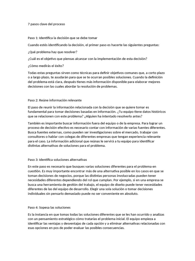7 Pasos para Tomar Decisiones Efectivas | PDF | Business | Pensamiento
