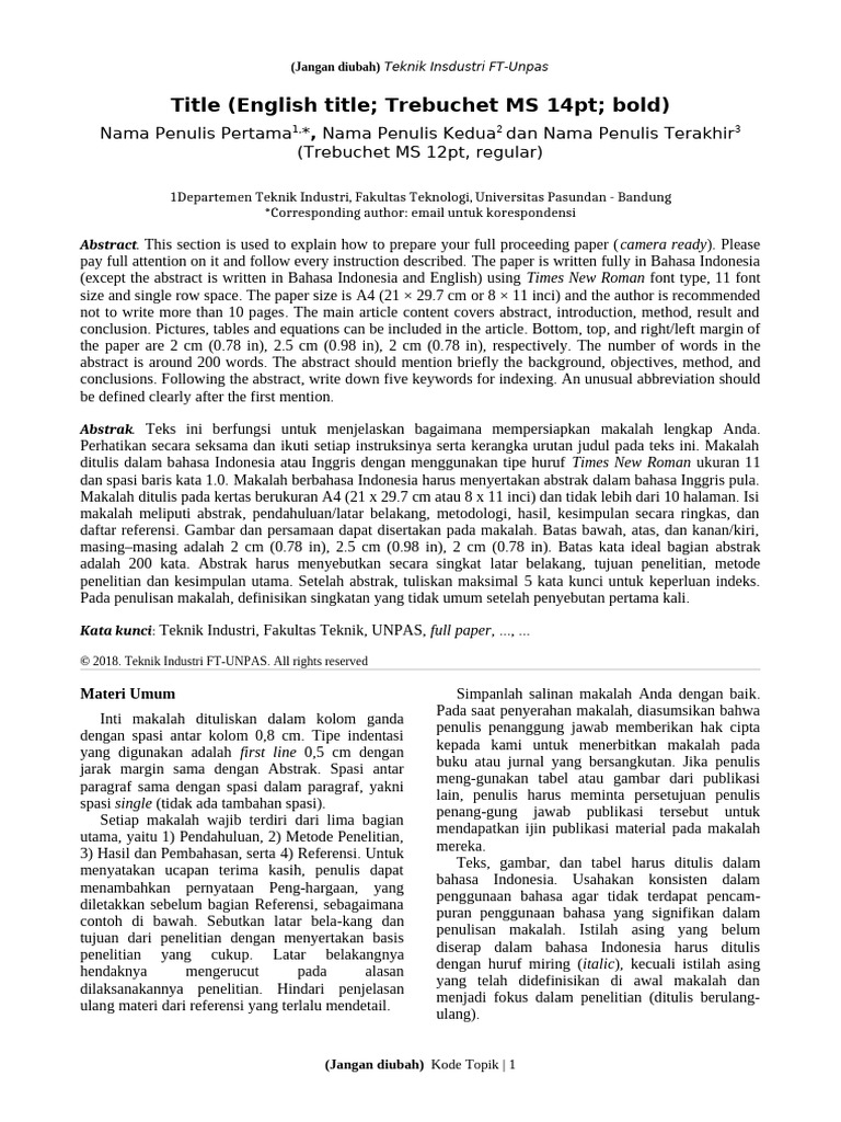 Format Template Jurnal | PDF