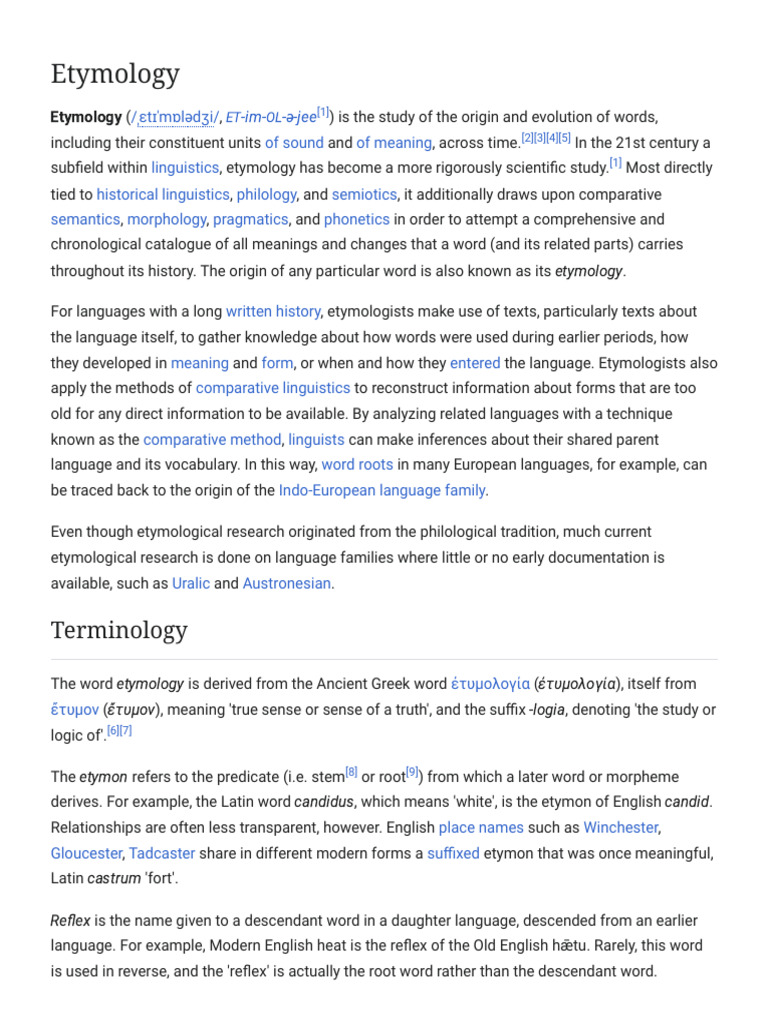 Understanding Etymology and Its Methods | PDF | Linguistics | Human ...
