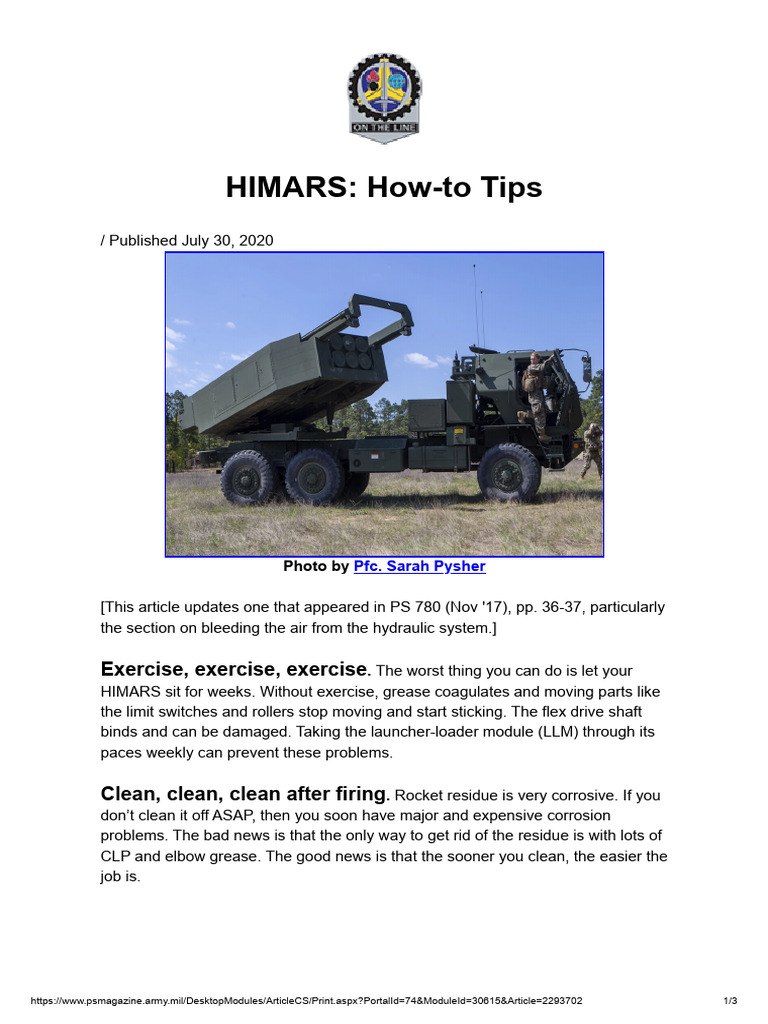 HIMARS Maintenance Best Practices | PDF | Manufactured Goods | Vehicles