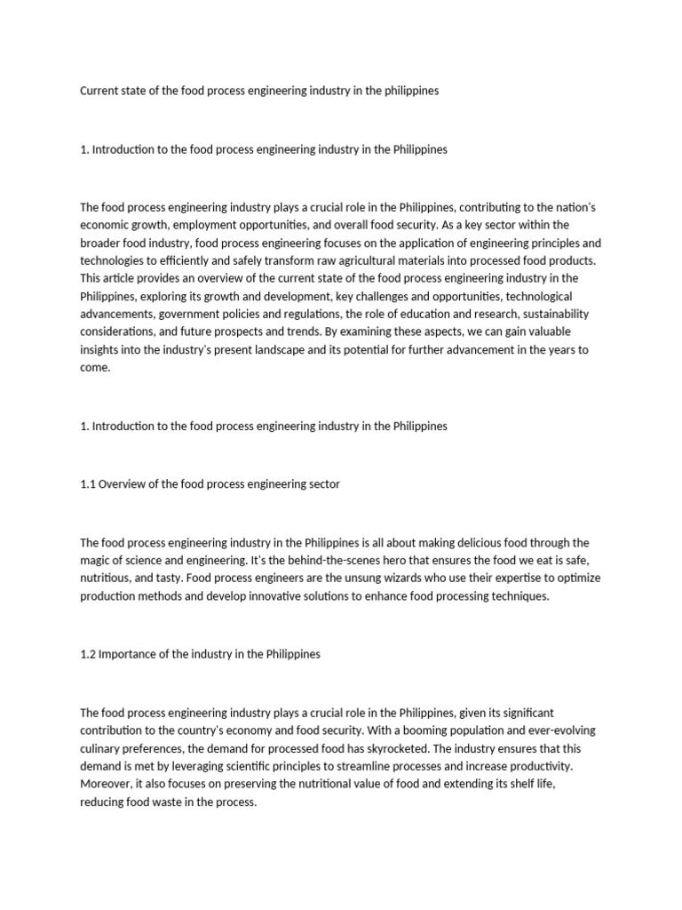 Food Process Engineering in the Philippines | PDF | Sustainability ...