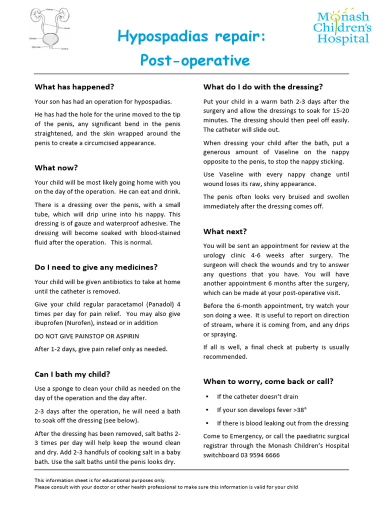 Hypospadias Post-Op Care Guide | PDF | Clinical Medicine | Medical ...