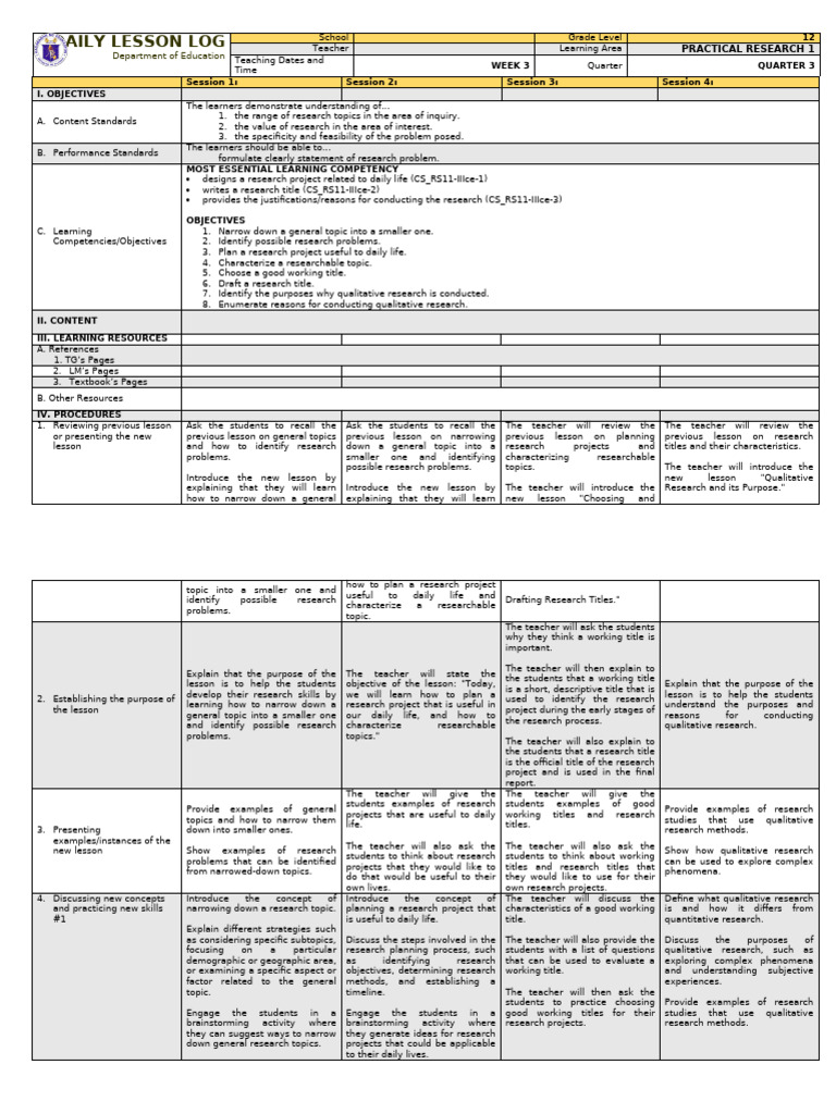 Week 3 Practical Research 1 Guide | PDF | Qualitative Research | Thought