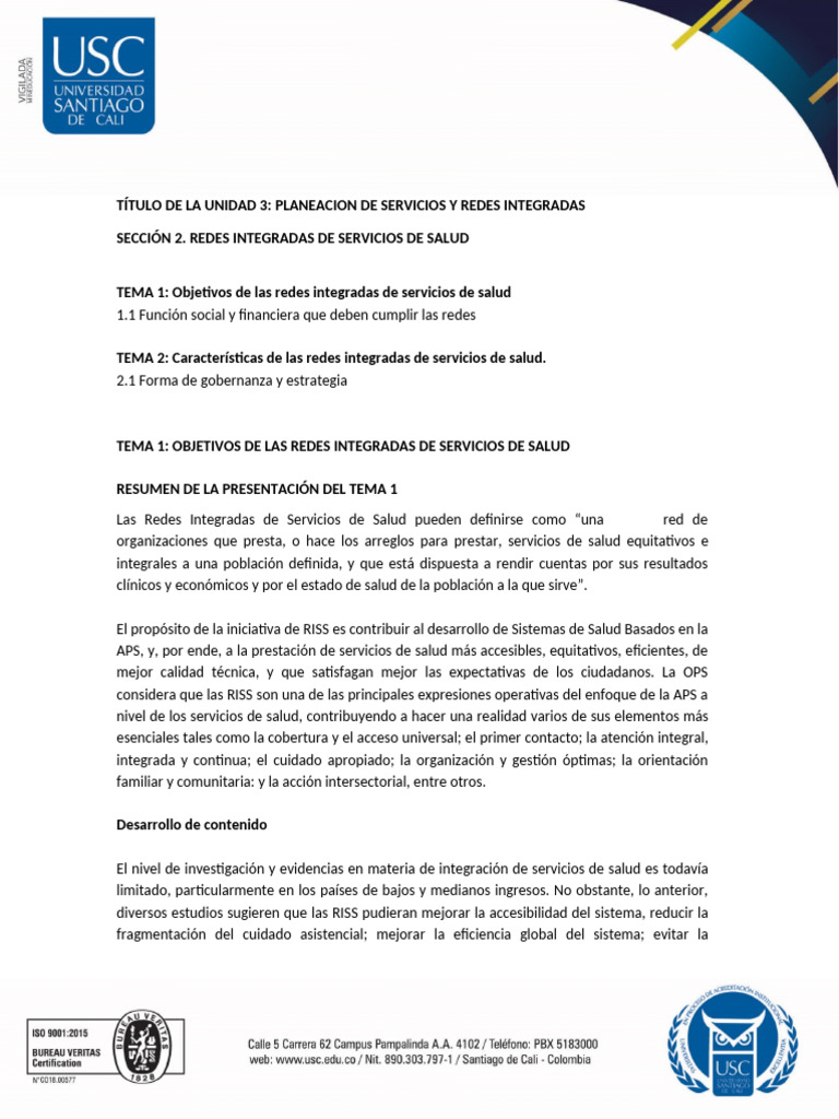 Redes Integradas en Servicios de Salud | PDF