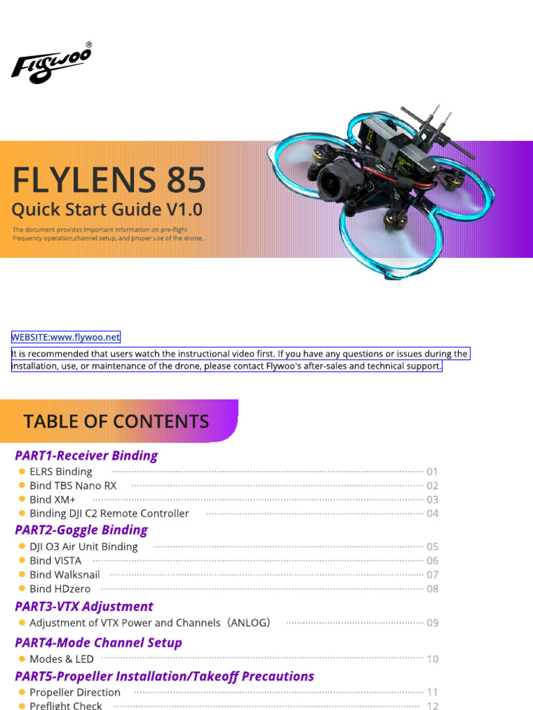 Flylens 85 Quick Start Guide | PDF | Compass | Remote Control