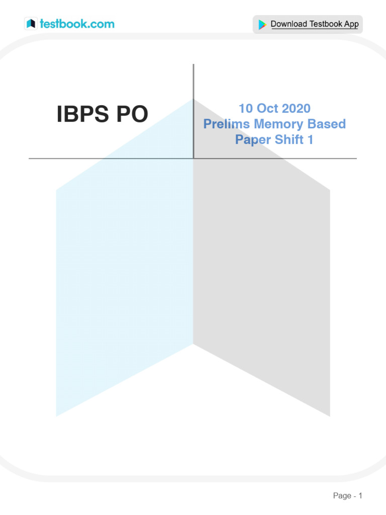 IBPS PO 10 Oct 2020 Prelims Memory Based Paper Shift 1 English | PDF ...