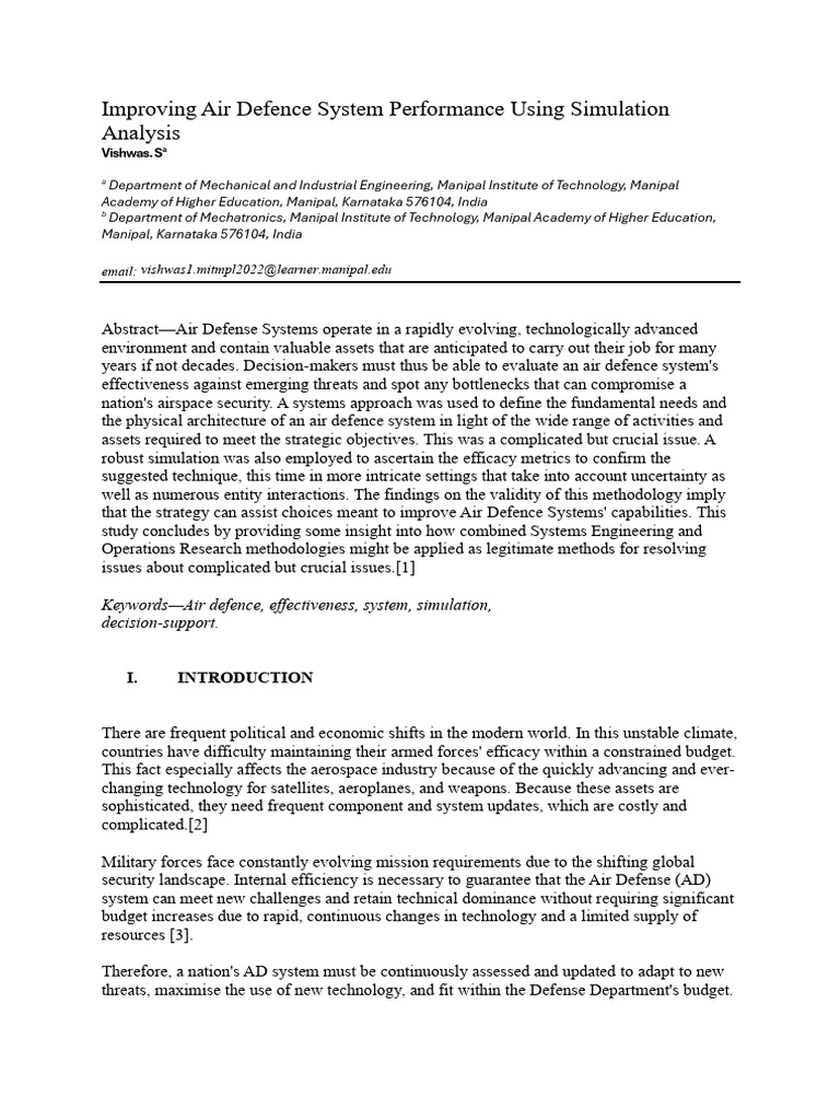 Enhancing Air Defence via Simulation Analysis | PDF | System ...