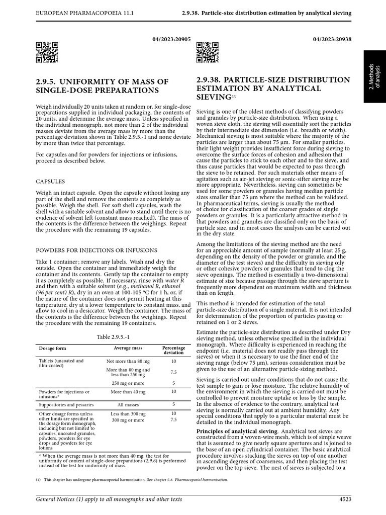Uniformity of Mass in Single-Dose Prep | PDF | Particle Size ...