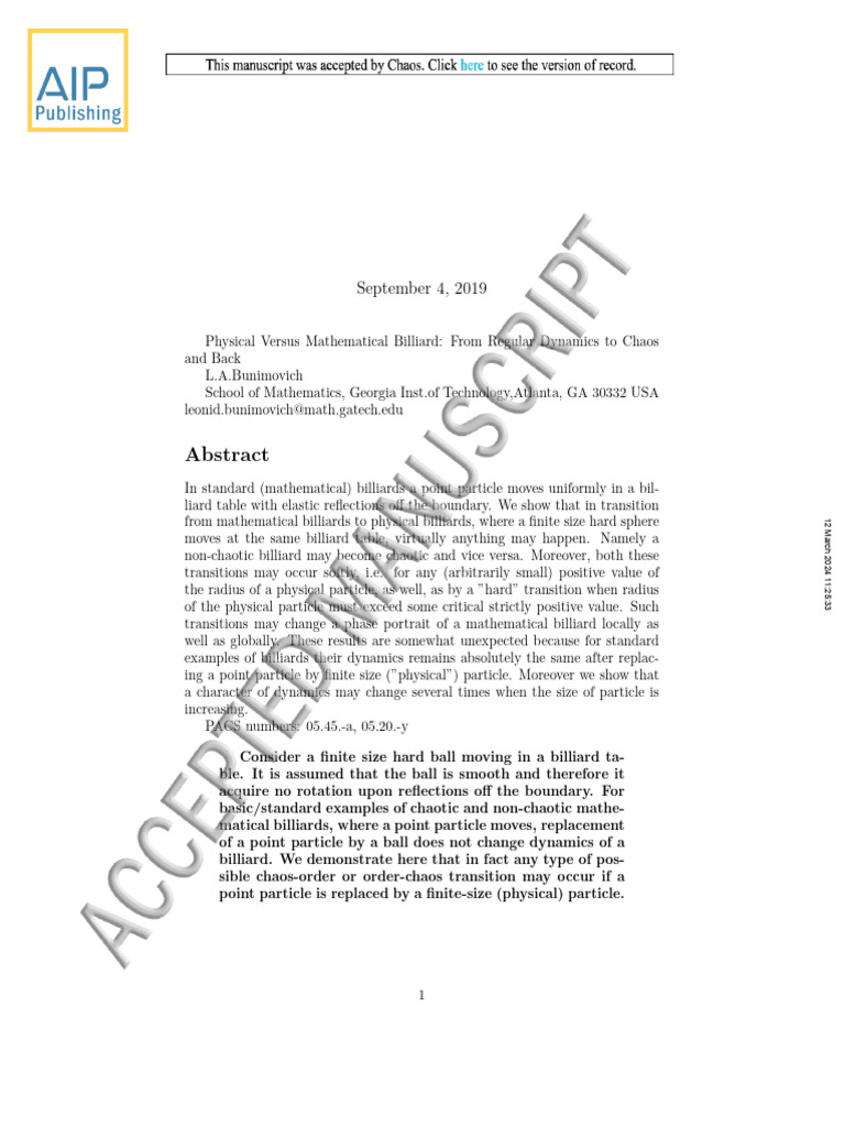 1 Accepted Manuscript | PDF | Chaos Theory | Theoretical Physics