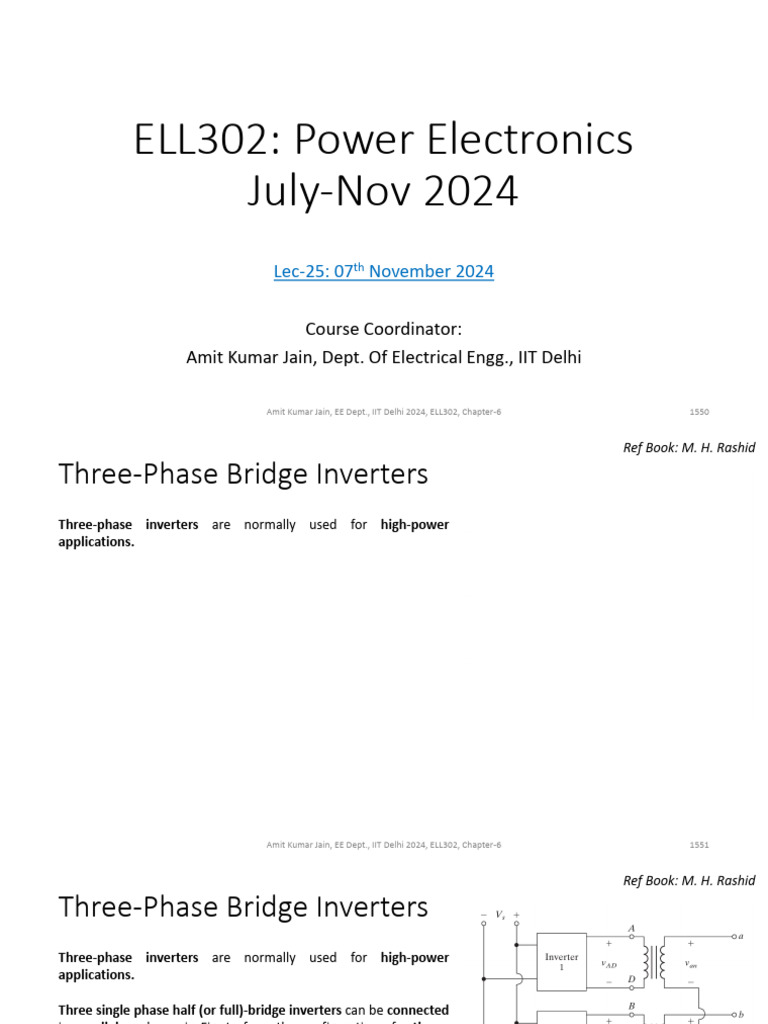 Lec 25 ELL302 07th Nov 2024 | PDF | Power Inverter | Rectifier