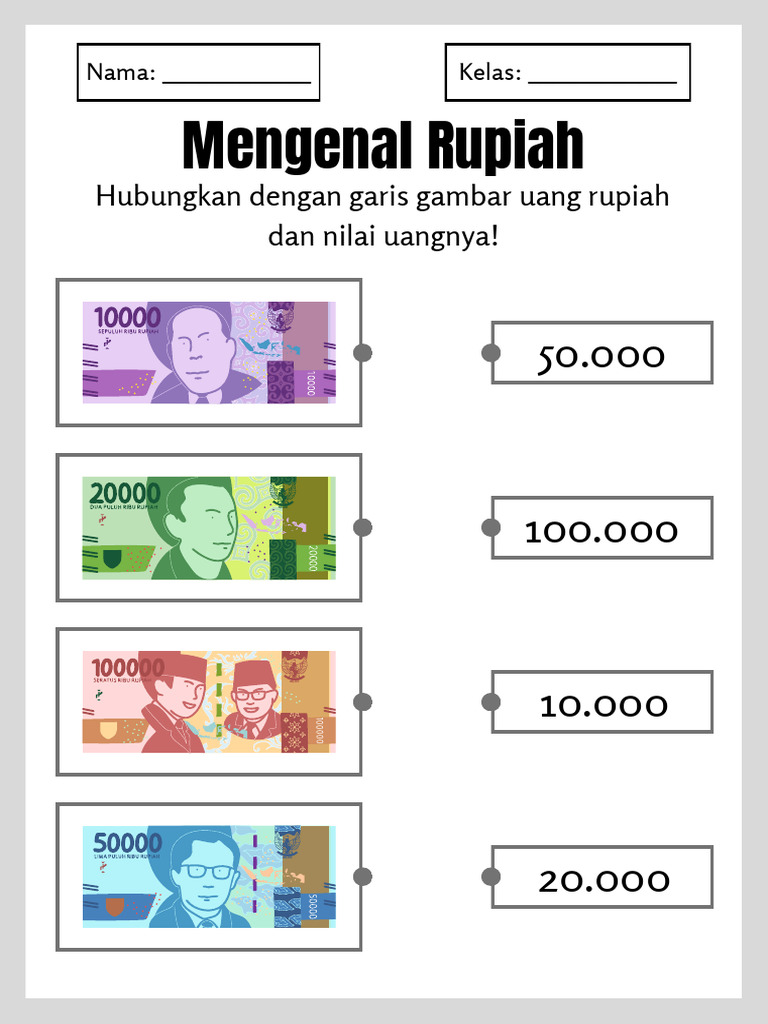 Mengenal Rupiah Lembar Kerja Abu Putih Ilustrasi | PDF