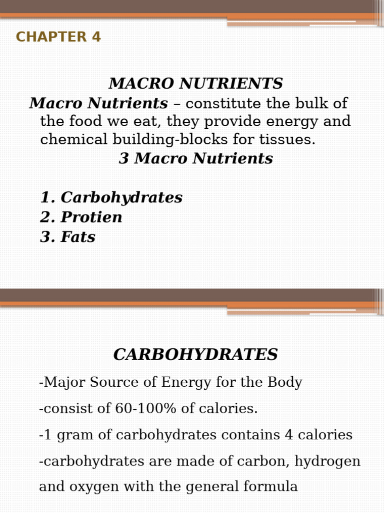 Chapter 4 Basic Nutrition Marites | PDF | Fat | Carbohydrates