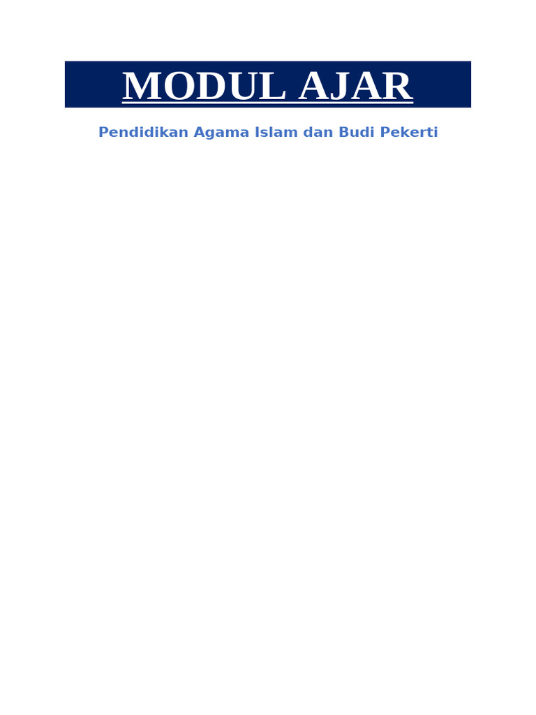 Modul Ajar PAI Kelas 5 SD | PDF
