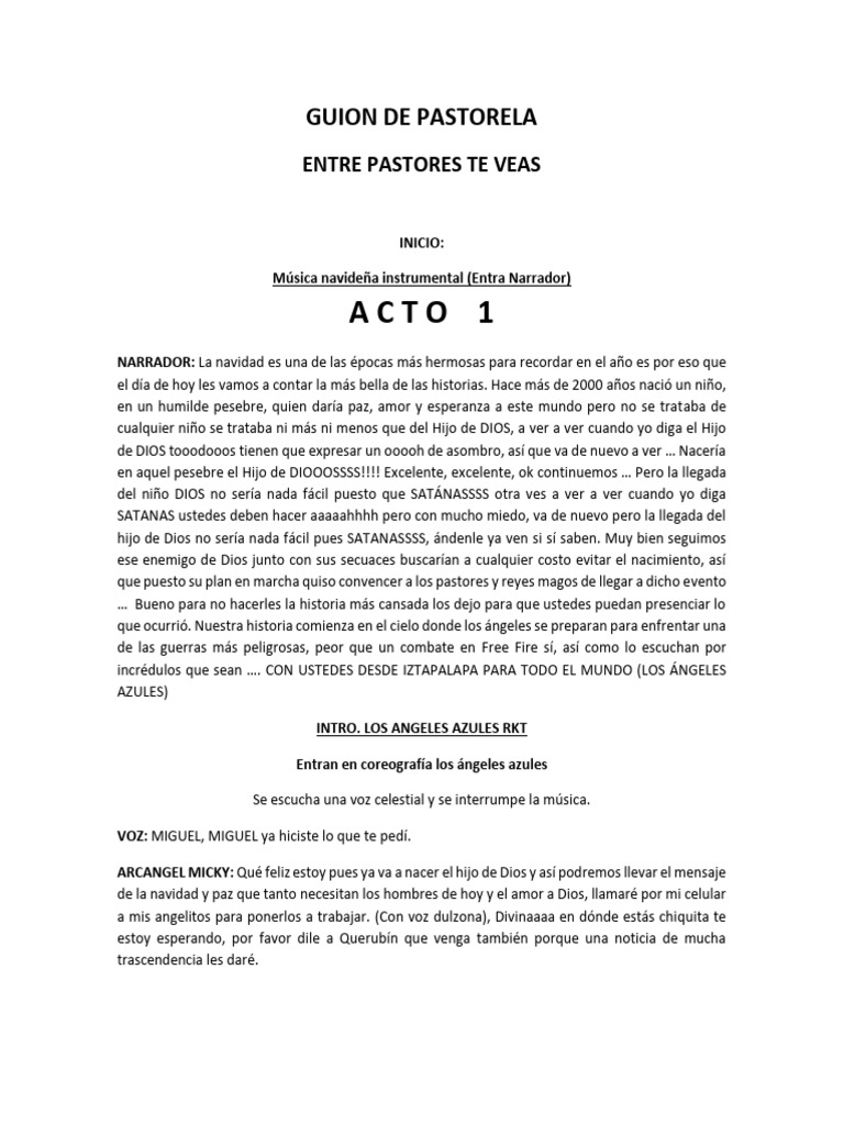Guion de Pastorela Navideña Cómica | PDF | Arcángel | Navidad