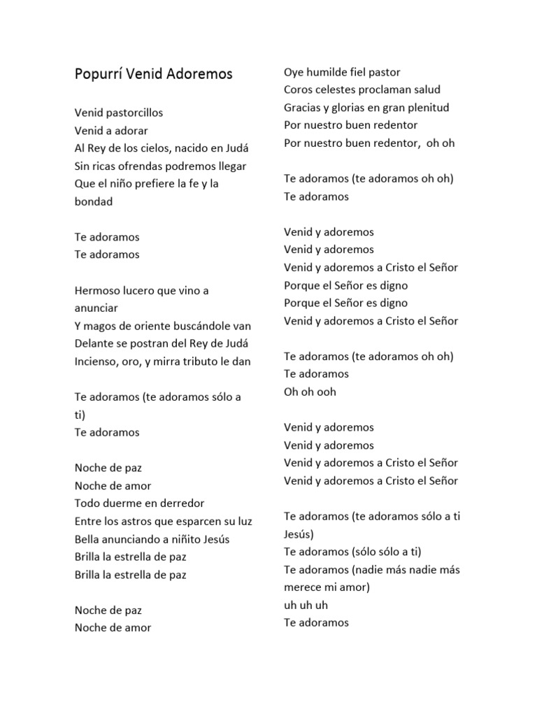 Popurrí Venid Adoremos | PDF