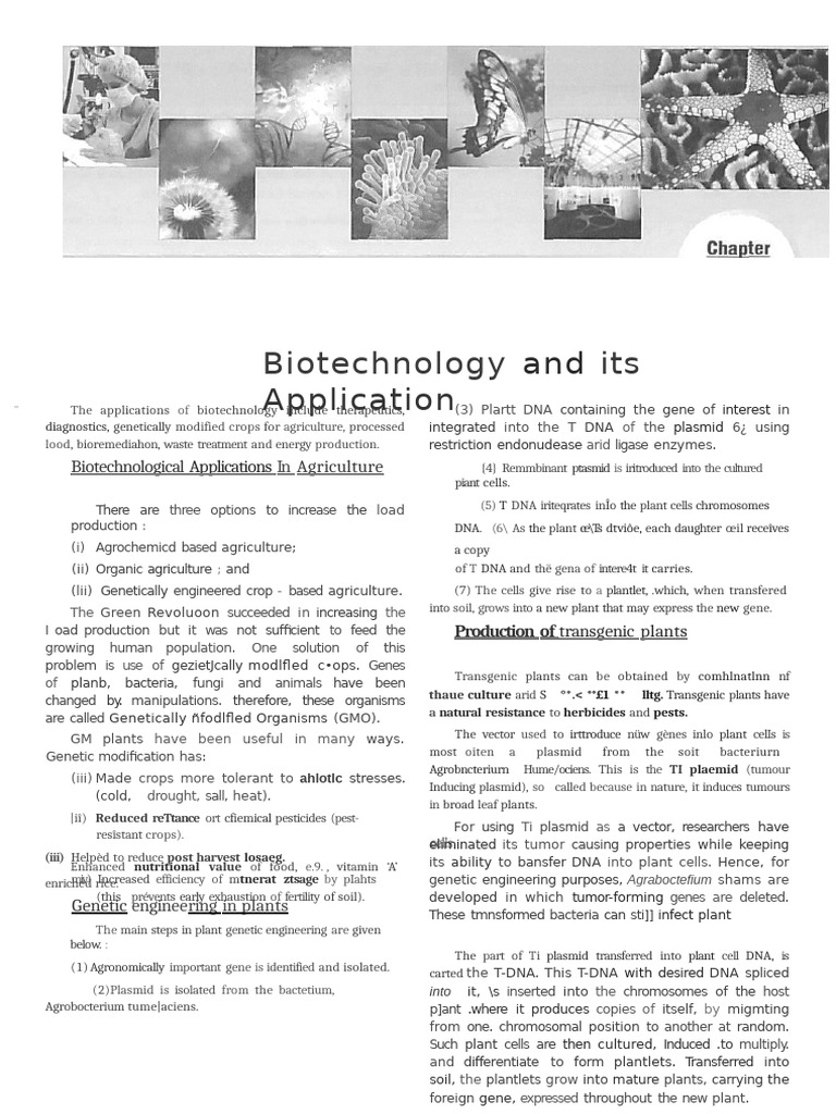 Biotechnology Applications in Agriculture and Health | PDF ...