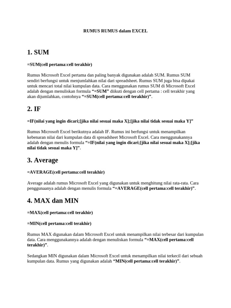 Rumus Rumus Dalam Excel Pdf Metode Bahan Ajar
