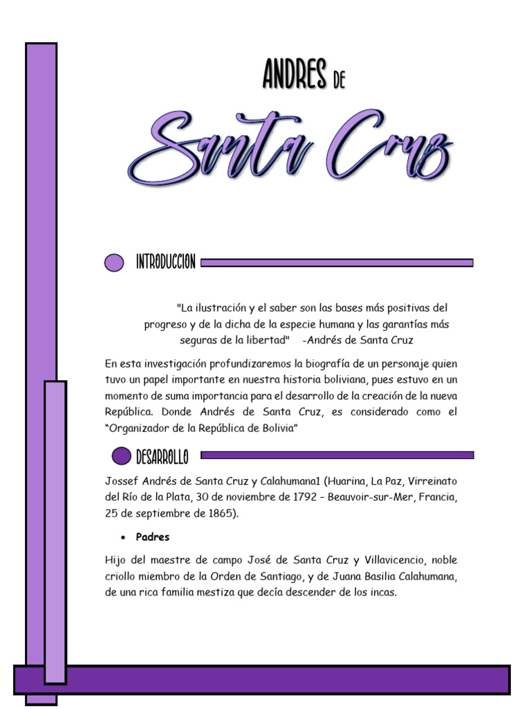 Biografía de Andrés de Santa Cruz | PDF | América del Sur | America latina