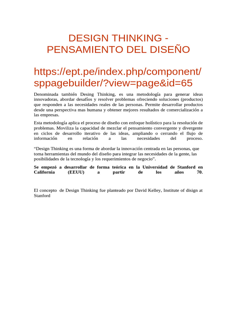 Introducción al Design Thinking y su Proceso | PDF | El pensamiento de ...