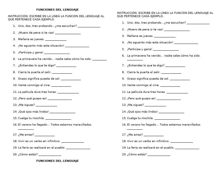 Funciones del Lenguaje: Ejemplos y Claves | PDF | Artes del Lenguaje y ...