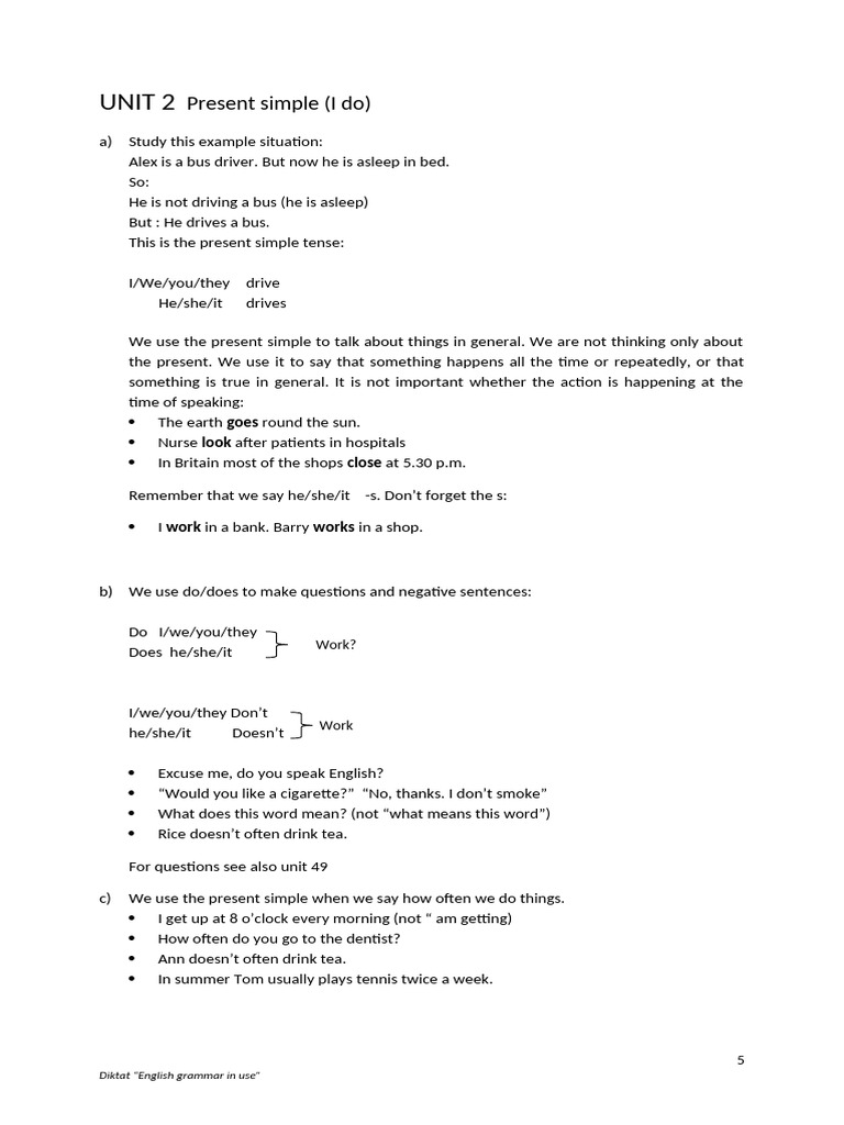 UNIT 2 Present Simple | PDF