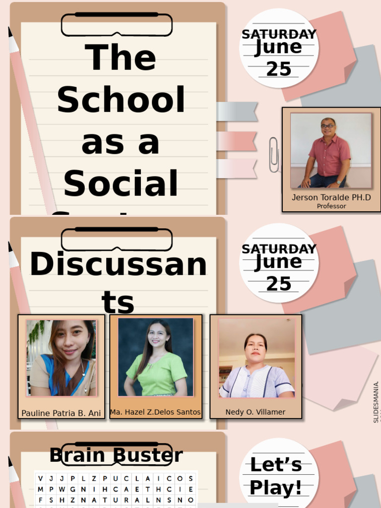 Educ 236-Ani, Pauline Patria B. - The School System As A Social System ...