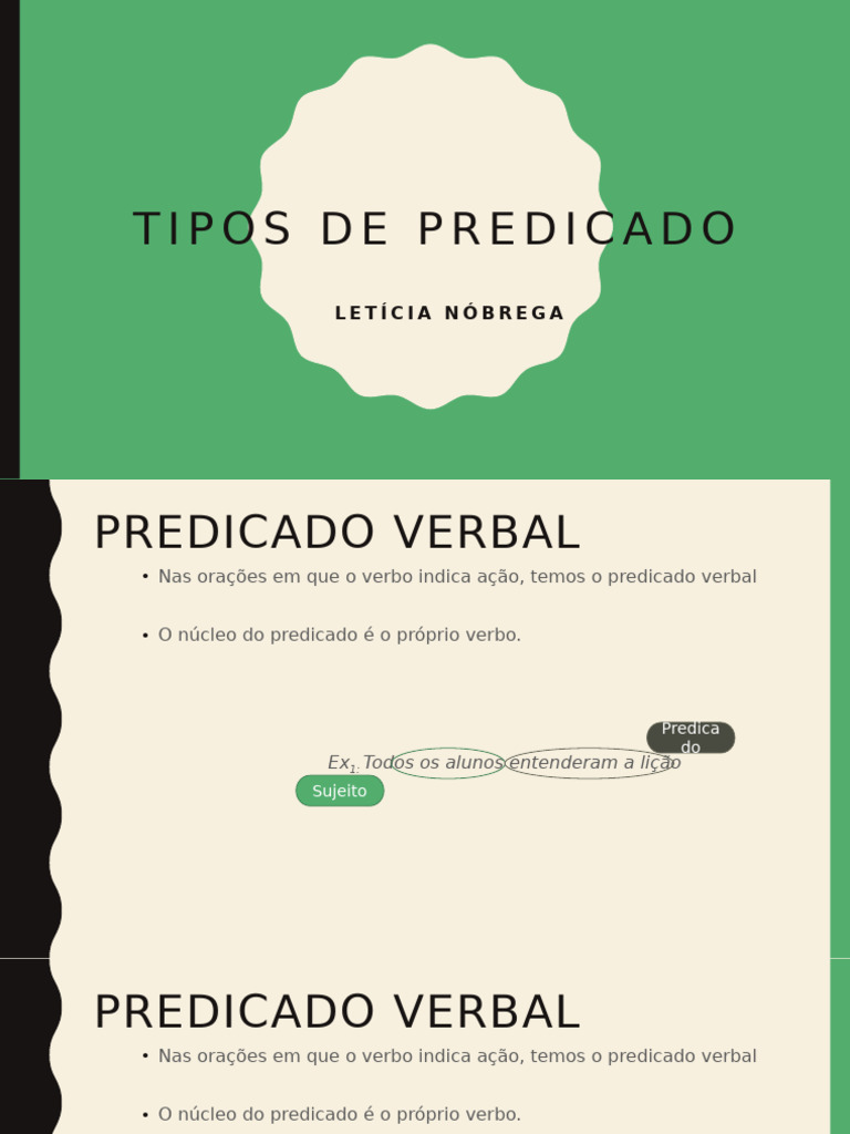 Tipos de Predicado na Língua Portuguesa | PDF | Predicado (gramática ...
