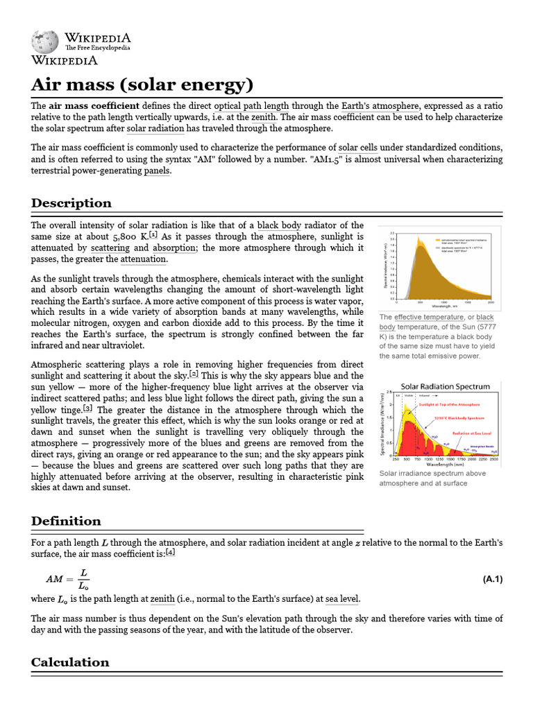 Air Mass (Solar Energy) - Wikipedia | PDF | Atmosphere Of Earth ...