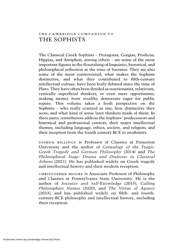 Cambridge Companion To The Sophists | PDF | Ancient Greek Philosophy