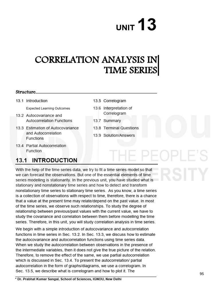 Unit-13 Correlation Analysis in Time Series | PDF | Autocorrelation ...