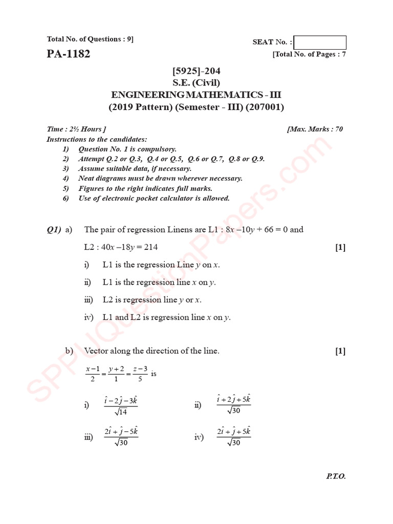 Be Civil Engineering Semester 3 2022 November Engineering Mathematics ...