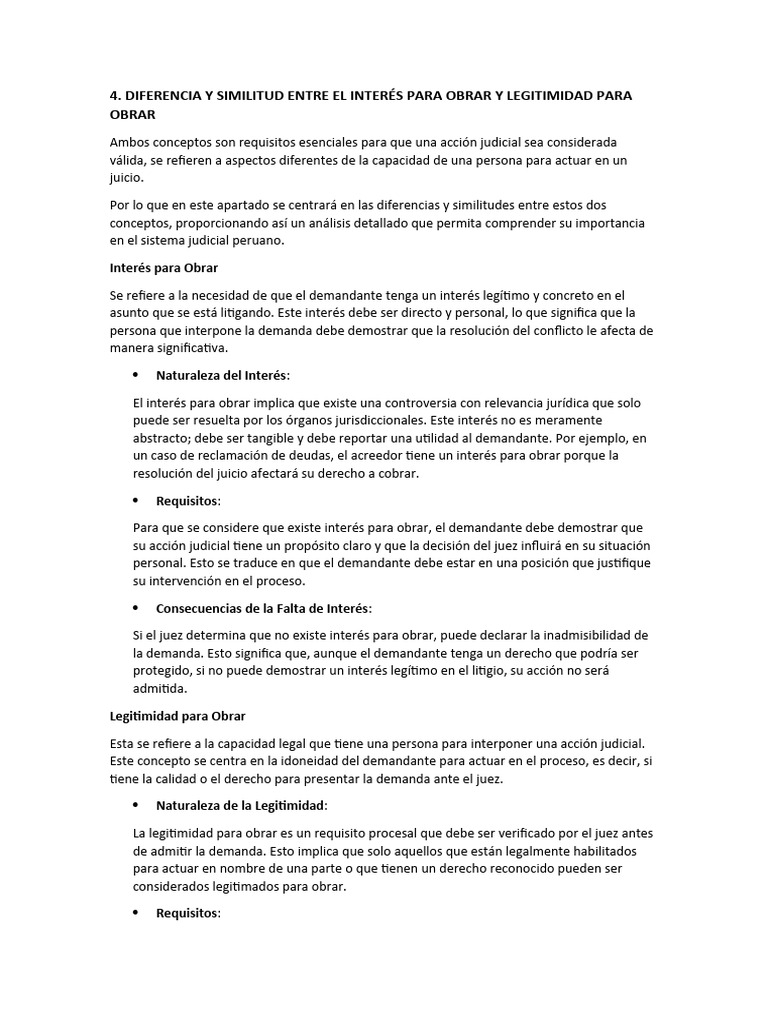 Diferencia Y Similitud Entre El Interés para Obrar Y Legitimidad para ...