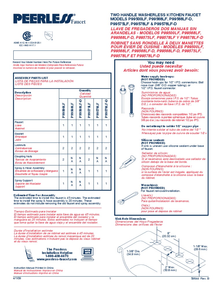 Peerless Faucet Manual