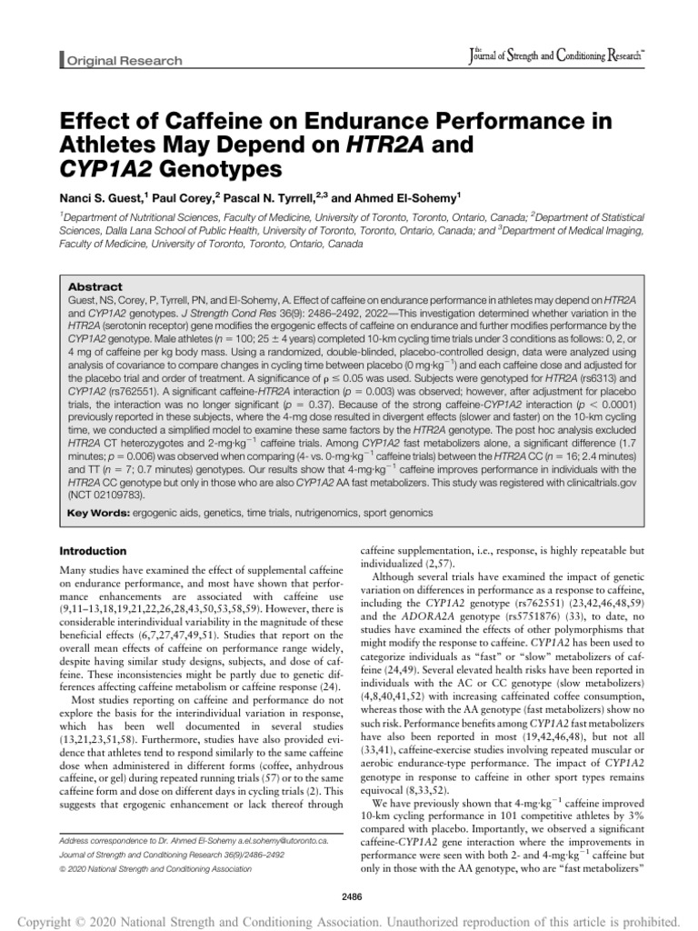Effect of Caffeine On Endurance Performance in Athletes May Depend On ...