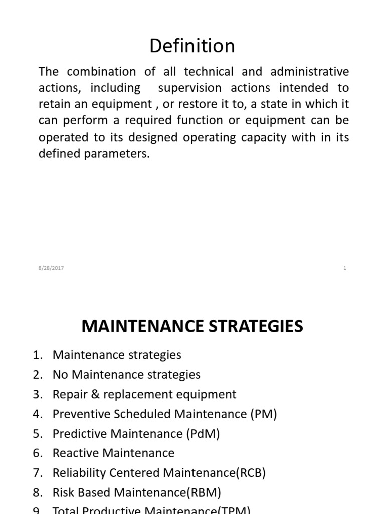 Comprehensive Maintenance Strategies Guide | PDF