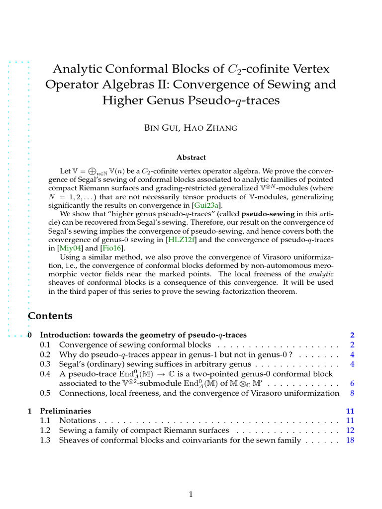 Convergence of Sewing Conformal Blocks | PDF | Mathematics | Abstract ...