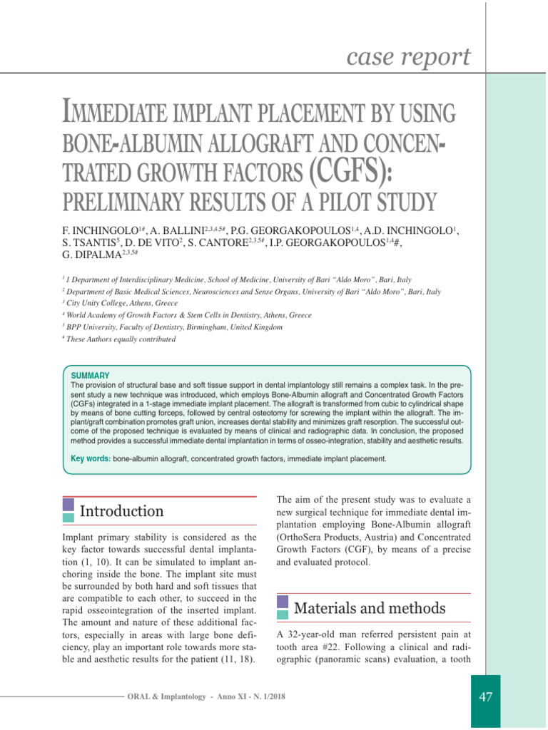 ARTICOLO ORAL IMPLANTOLOGY IMMEDIATE IMPLANT PLACEMENT BY USING BONE ...