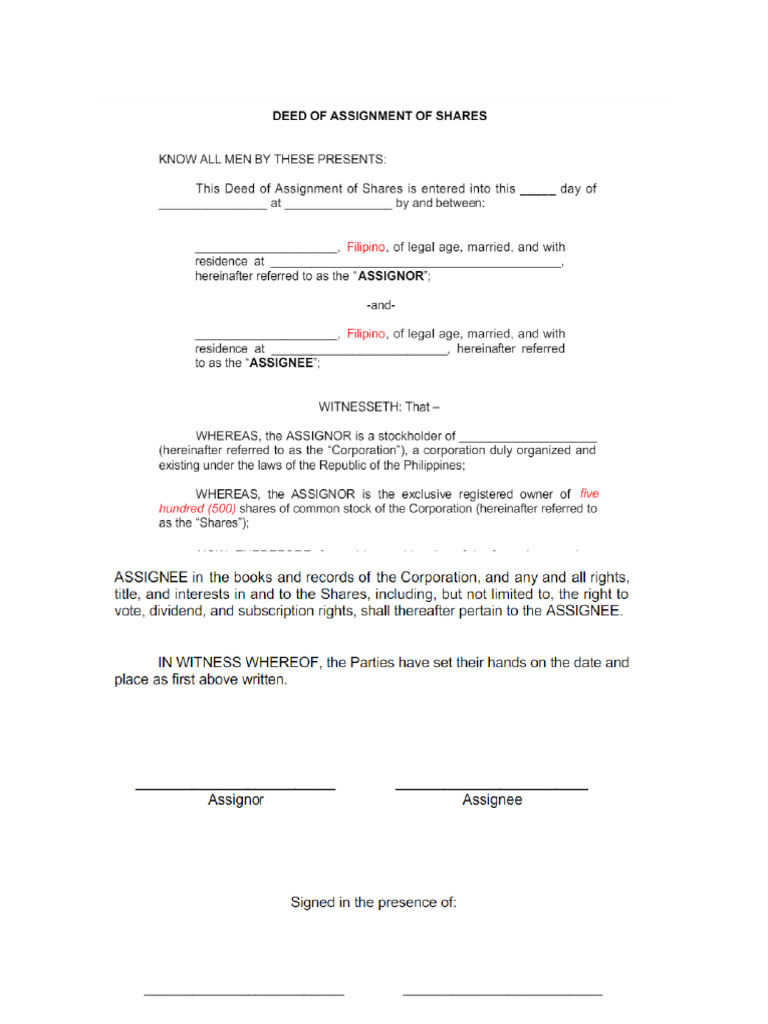 Deed of Assignment | PDF