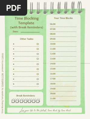 1 Time Blocking Template With Break Reminders 1