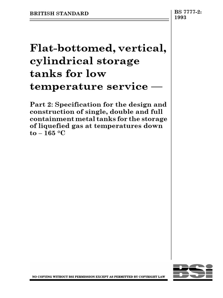 BS 7777-2: Tank Design Standards | PDF | Cryogenics | Gases